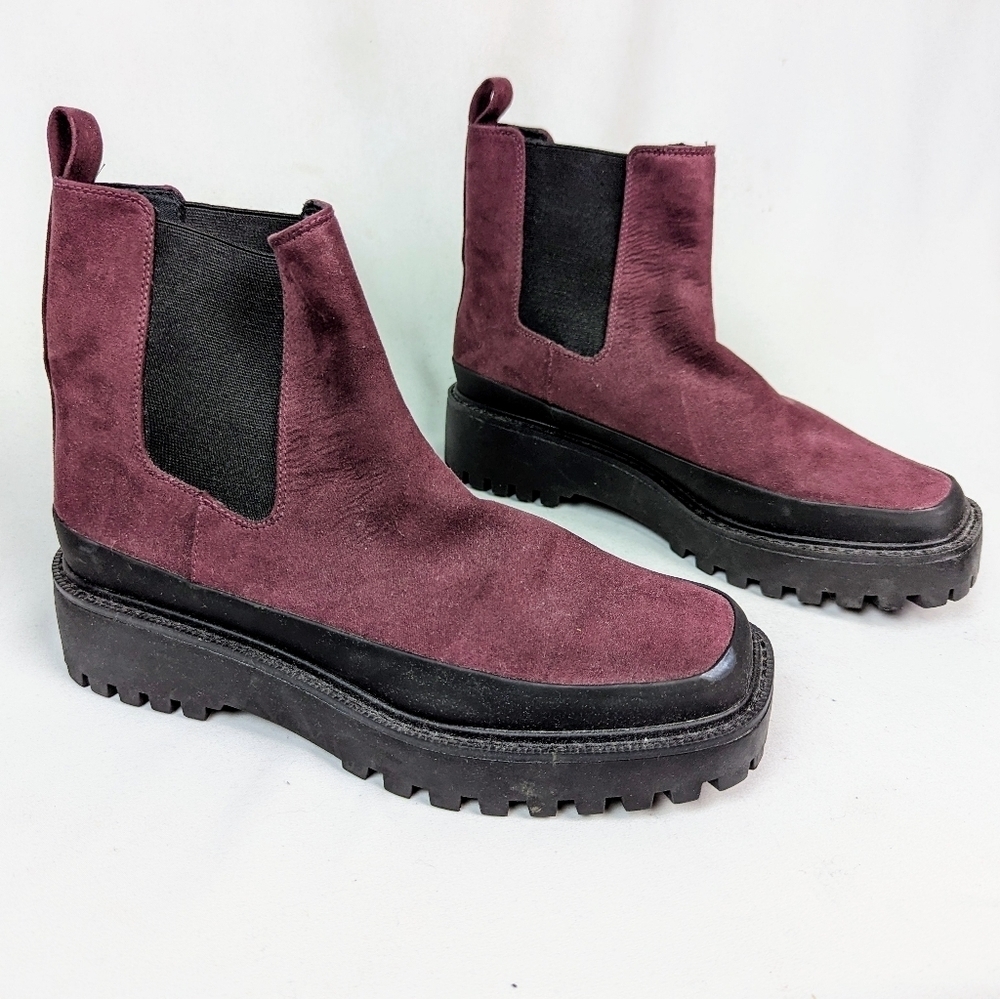 Nordstrom Rack 10 Purple Platform Chunky Lug Sole Bellamy Booties Chelsea Boots